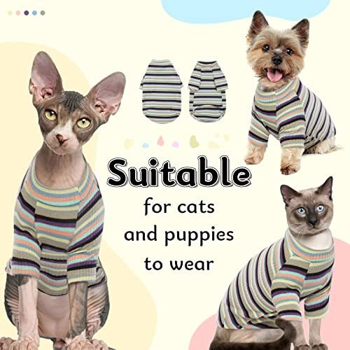 בגדי חתלתול רך לנשימה כותנה חולצות לחיות מחמד סוודר, קיץ עגול צווארון אפוד חתלתול חולצה פיג ' מה סרבל