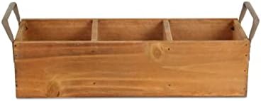 קופסת אחסון מעץ 3878 בר חום כהה של צ ' אונג עם 3 חריצים עם ידיות מתכת צדדיות ומבטא מגולוון מרכזי