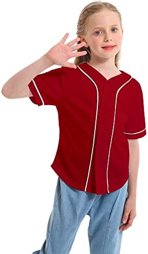 כפתור למטה ג 'רזי בייסבול של ילד ילד של ילד היפ הופ בנות שרוול קצר חולצות לילדים חולצת ג' רזי ספורט