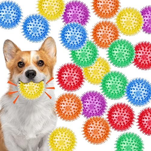 24 חתיכות 2.56 סנטימטרים קוצני כלב כדור חורק כדורי לכלבים קטן להביא גומי כדורי קוצני כדור כלב ללעוס