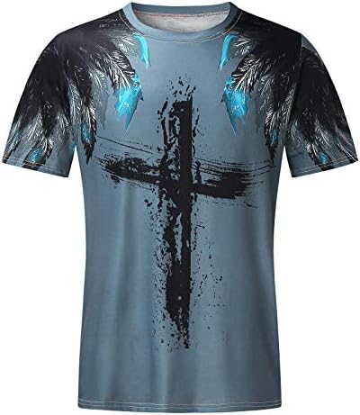 חולצות טריקו של שרוול קצר של XXBR Mens, 2022 אמונה רחוב קיץ חדשה ישו קרוס קרוס אריה אימון אימון אתלטיקה