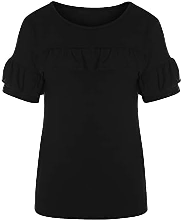 נשים של קיץ חולצות טרנדי ראפלס קצר שרוול טוניקת חולצה מזדמן רך רופף בסיסי טיז עגול צוואר חולצה חולצות