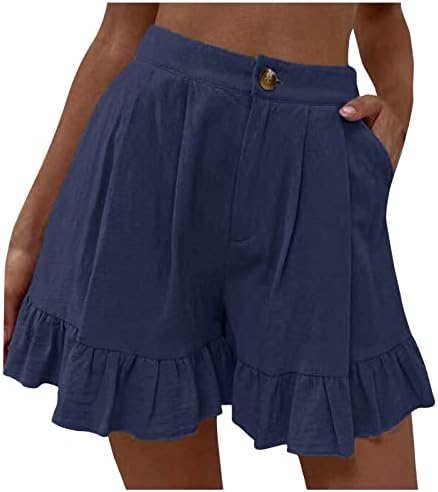 מכנסיים קצרים לנשים של אקווטל, מכנסיים קצרים לנשים כפתור מזדמן רוכסן רוכסן רגל רחב מכנסיים קצרים ומותניים