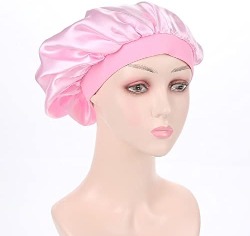 חדש רך סאטן משיי כובעי רחב להקת סלון מצנפת לילה שינה כובע שיער אובדן כיסוי עבור נשים