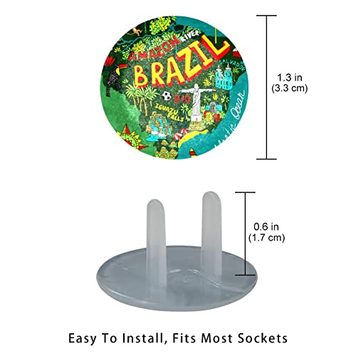 תקע יציאה מכסה 24 חבילה, מפה של מגן תקע ברזיל, תקעים פלסטיים עגולים דו-שיניים לשקעי חשמל חשמליים, בידוד