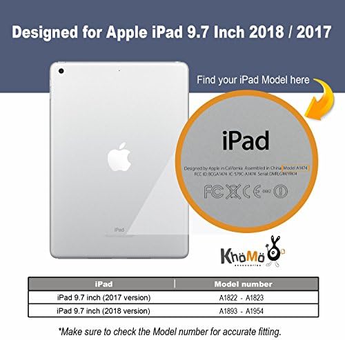 KHOMO A1822, A1823, A1893, A1954 תואם ל- Apple iPad 9.7 אינץ '2017 ו- 2018 אינץ' חצות כחול מארז - כיסוי