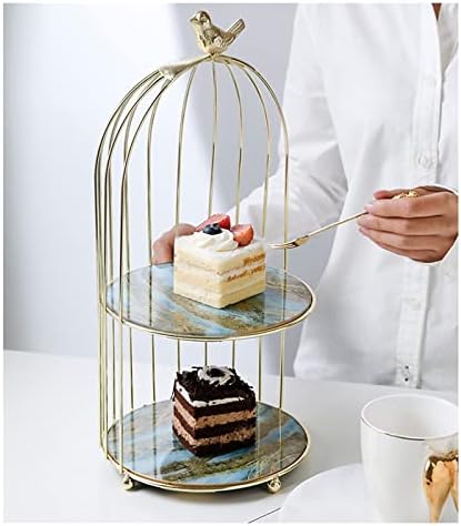 ראזום עוגת הקאפקייקס יצירתי קינוח שולחן מגש זהב שכבה כפולה מזג זכוכית עוגת צלחת אחסון מתלה דקורטיבי