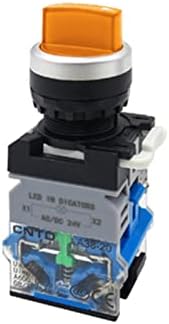 AXTI LA38 בורר LED לחצן כפתור מתג סיבוב 2 3 מיקום אור עצמי מנעול עצמי 1NONC מגע כסף מואר 22 ממ LA38-11XD/21