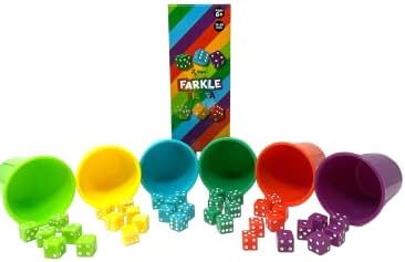 משחקים מלכותיים-פארקל פיאסטה-משחק קוביות ידידותי למשפחה מהנה-כולל 6 כוסות צבעוניות, 6 סטים של קוביות