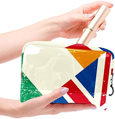 תיק קוסמטי של Tbouobt לנשים, תיקי איפור מרווחים לטיולי טואלט מתנה לטיולים, דגל אירי ודגל בריטי