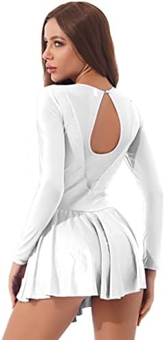 ג'נז'ין נשים ריינסטון רשת רשת דמות שמלת החלקה על קרח שמלת גוף גוף תלבושת ריקוד לירית