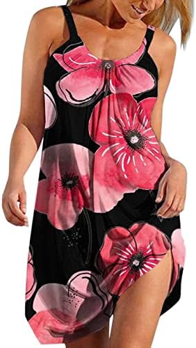 שמלת מיני קצרה פרחונית לנשים שמלת חוף קיץ סקופ צוואר שמלת חולצת טשס סקסית שמלת נדנדה זורמת רופפת