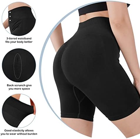 מגמות אמריקאיות נשים בקרת בטן מכנסיים קצרים מותניים גבוהים אימון אופנוען מכנסיים קצרים חלקים עם חדר