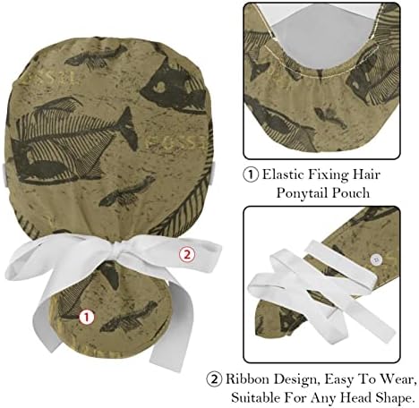 2 חבילות כובע העבודה של נשים עם כפתורים סרט עניבת עניבת עיתון וינטג 'דפוס שיער ארוך
