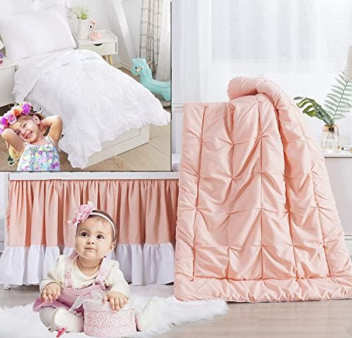 BrandReam 7 PCS בנות פעוטות ותינוקות מצעי עריסה מערכות מיטת שמיכה ורודה בשתייה בתיק