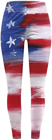 דגל אמריקאי פטריוטי ליגלי נשים המותניים הגבוהות בארהב 4 ביולי עפרונות דקיקים מכנסיים אימון כושר אימון