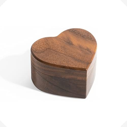 רשימה של לב בצורת אגוז עץ טבעת תיבת קטיפה רך פנים מחזיק תכשיטי חזה ארגונית עגילי מטבע תכשיטי עץ מצגת