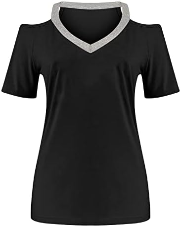 נשים של לשפשף חולצות מקרית דפוס הדפסת סקסי גליטר צוואר קר כתף קצר שרוול רופף יומי חולצות חולצות