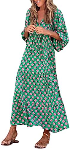 נשים קיץ מקרית מידי ארוך טוניקת שמלה בוהמי הדפסת שרוול קצר צווארון רופף משמרת שמלות לחפות