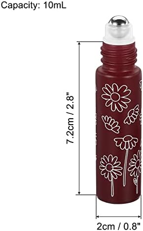 בקבוקי רולר של 10 מל פטיקיל, 2 כדורי רולר שמן אתרים של 2 חבילה עם דפוס פרחים מכולות הניתנות למילוי,