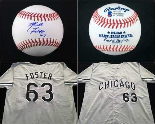 מאט פוסטר חתום על חתימה לבנה רולינגס בייסבול וג'רזי אפור בגודל XL - בקט COA - שיקגו ווייט סוקס קנקן