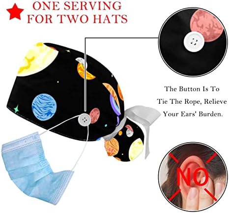 2 חבילות כובעי עבודה עם כפתור, כוכבי מערכות השמש