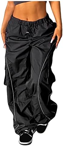 מכנסי מטען בגדי רחוב אלסטי המותניים המותניים מכנסי מכנסיים מכנסיים בעלי עלייה נמוכה רגל רחבה רגילה עם