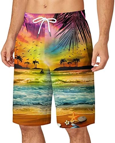 לוח גברים קצר חוף קצר מהיר יבש 5 אינץ 'מכנסי חוף חוף עם תחתונים בכיס חוף ים תחתונים