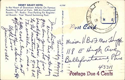 מלון הנרי גריידי אטלנטה, ג'ורג'יה GA גלויה מקורית של וינטג '1966