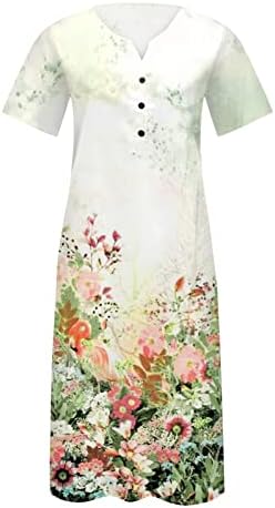 שמלות אביב מידי לנשים 2023, קיץ הדפס פרחוני מזדמן בוהמי שמלה ארוכה עם שמלת נופש בכיס חוף כיס