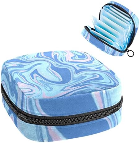 מפית סניטרית אחסון תיק, נייד לשימוש חוזר וסת כרית רוכסן שקיות, טמפון אחסון פאוץ עבור נשים בנות, כחול