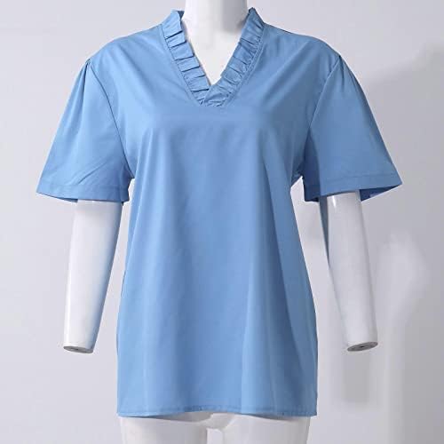 חולצות עבודה לנשים 2023 חולצות חג של שרוול קצר של שרוול קצר חולצות עבודה רופפות