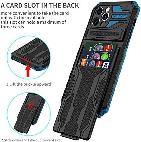עיצוב מארז ארנק נסתר לאייפון 12 מארז פרו מקס עם מחזיק חריץ לכרטיסי אשראי וכף בעיטה עמיד בפני זעזועים