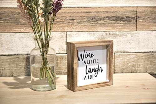 יין קצת לצחוק הרבה קטן אסם עץ תיבת סימן לעיצוב בית, כפרי עץ בלוק סימן למטבח, חדר אוכל,בודד חווה תיבת