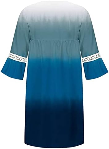 שמלות מסיבות אלגנטיות לנשים שוטות שוטות שוליות שלוש רבע שחולצות שרוול פעמון שמלת חוף צוואר חוף