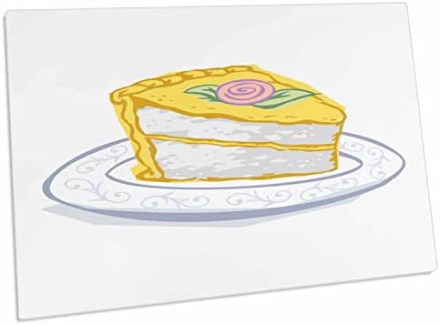 3 רוז מזון קינוח אפיית עוגת פרוסה צהוב לימון - שולחן כרית מקום מחצלות